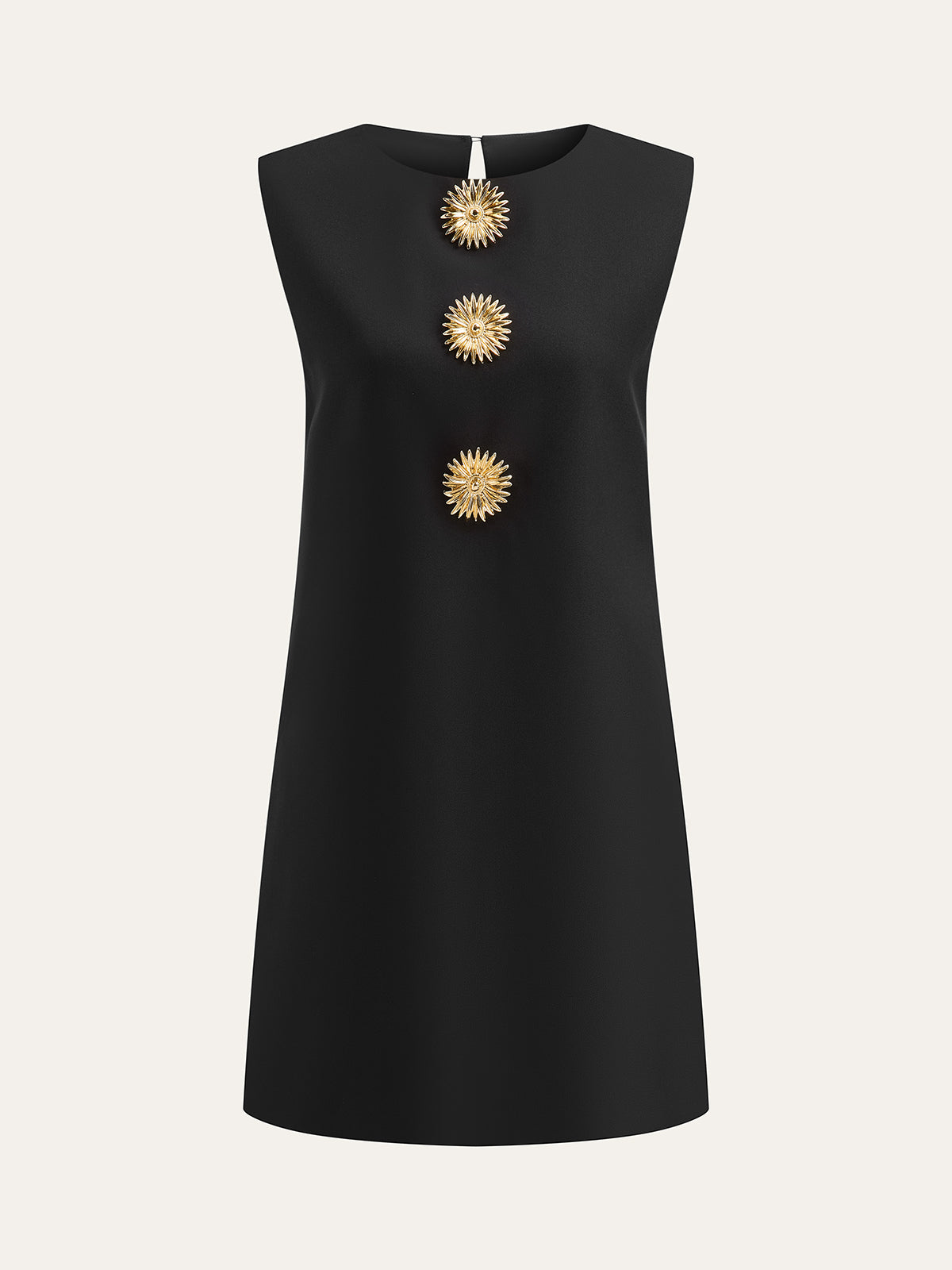 Metal Decor Sleeveless Mini Dress-Chicvia