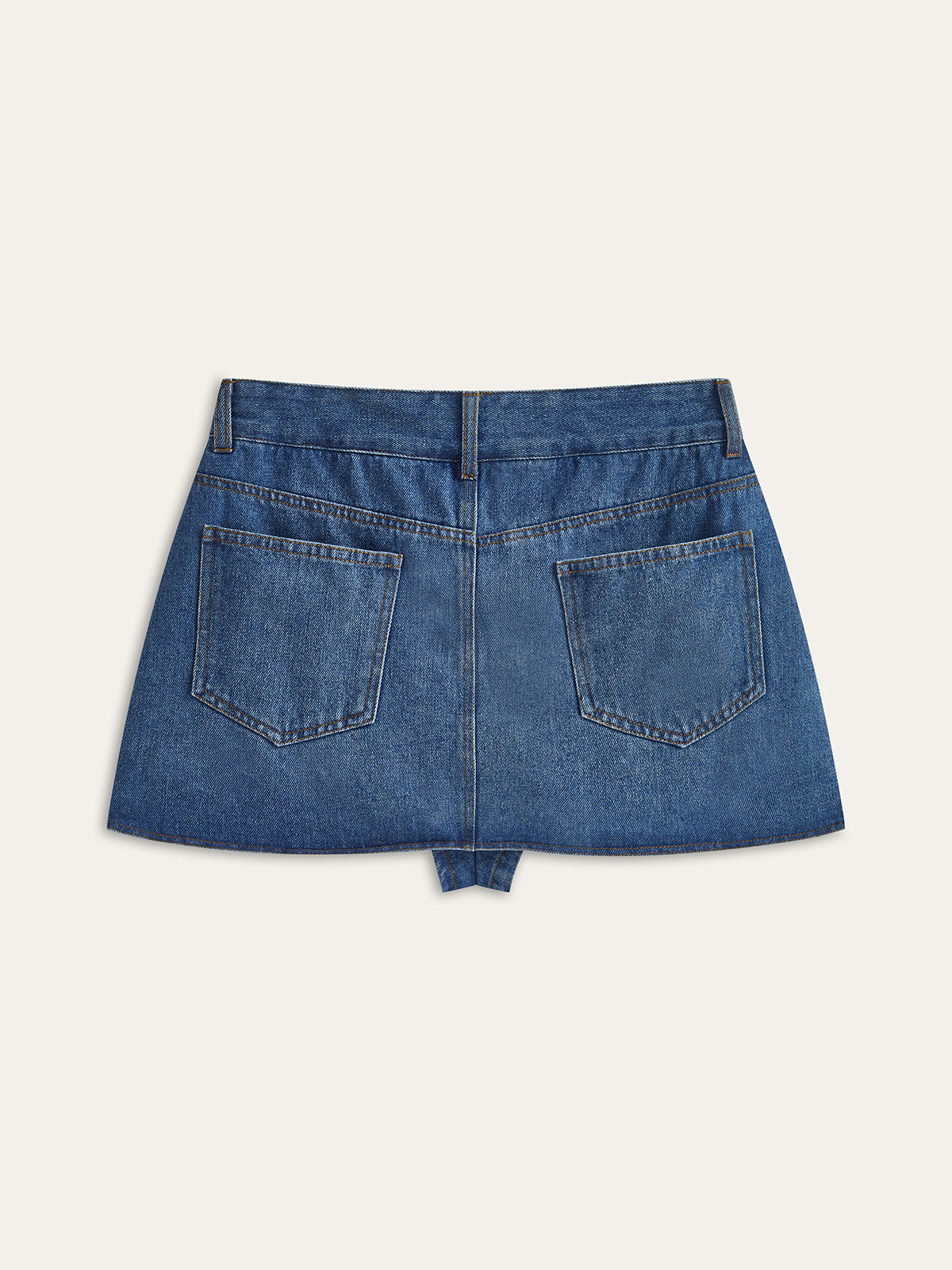 Pocketed Asymmetric Denim Skirt-Chicvia