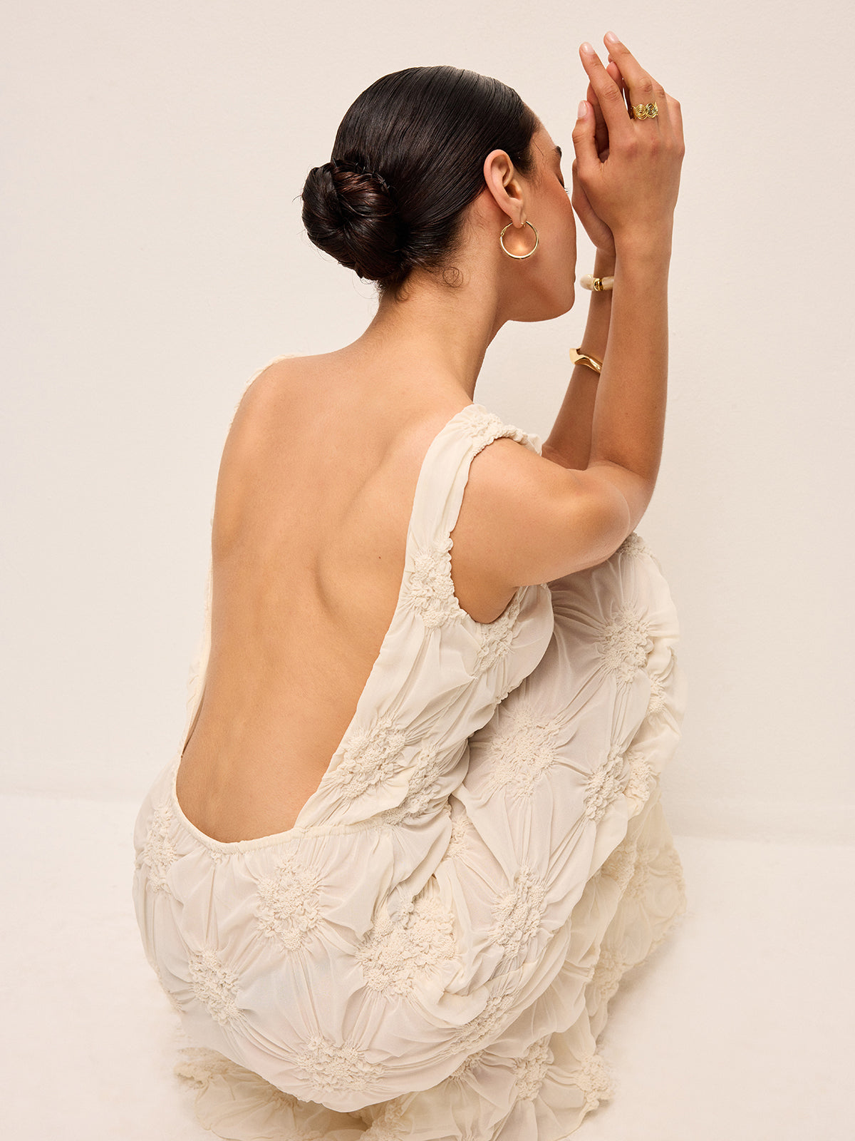 Elegant Embroidered Slit Maxi Dress-Chicvia