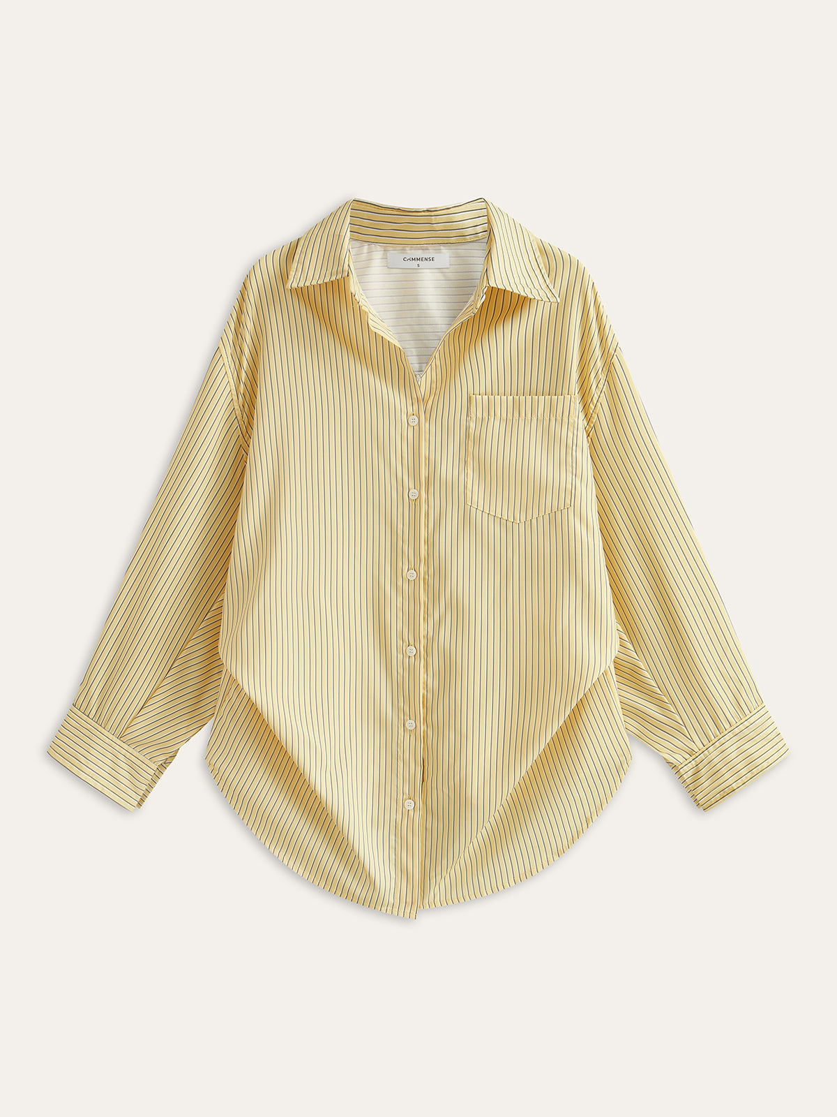 Pocketed Striped Shirt-Chicvia