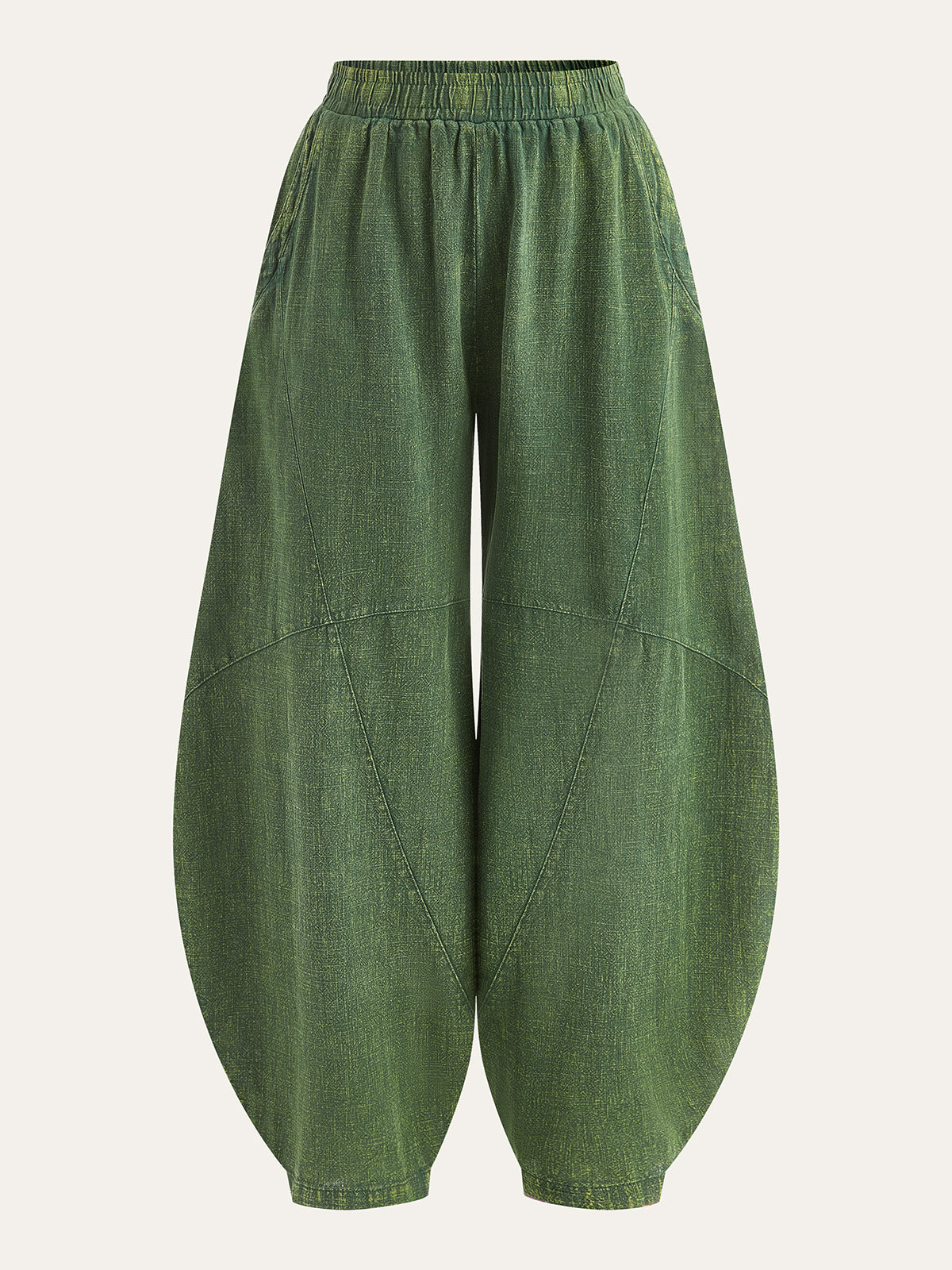 Distressed Paneled Loose Lantern Pants-Chicvia