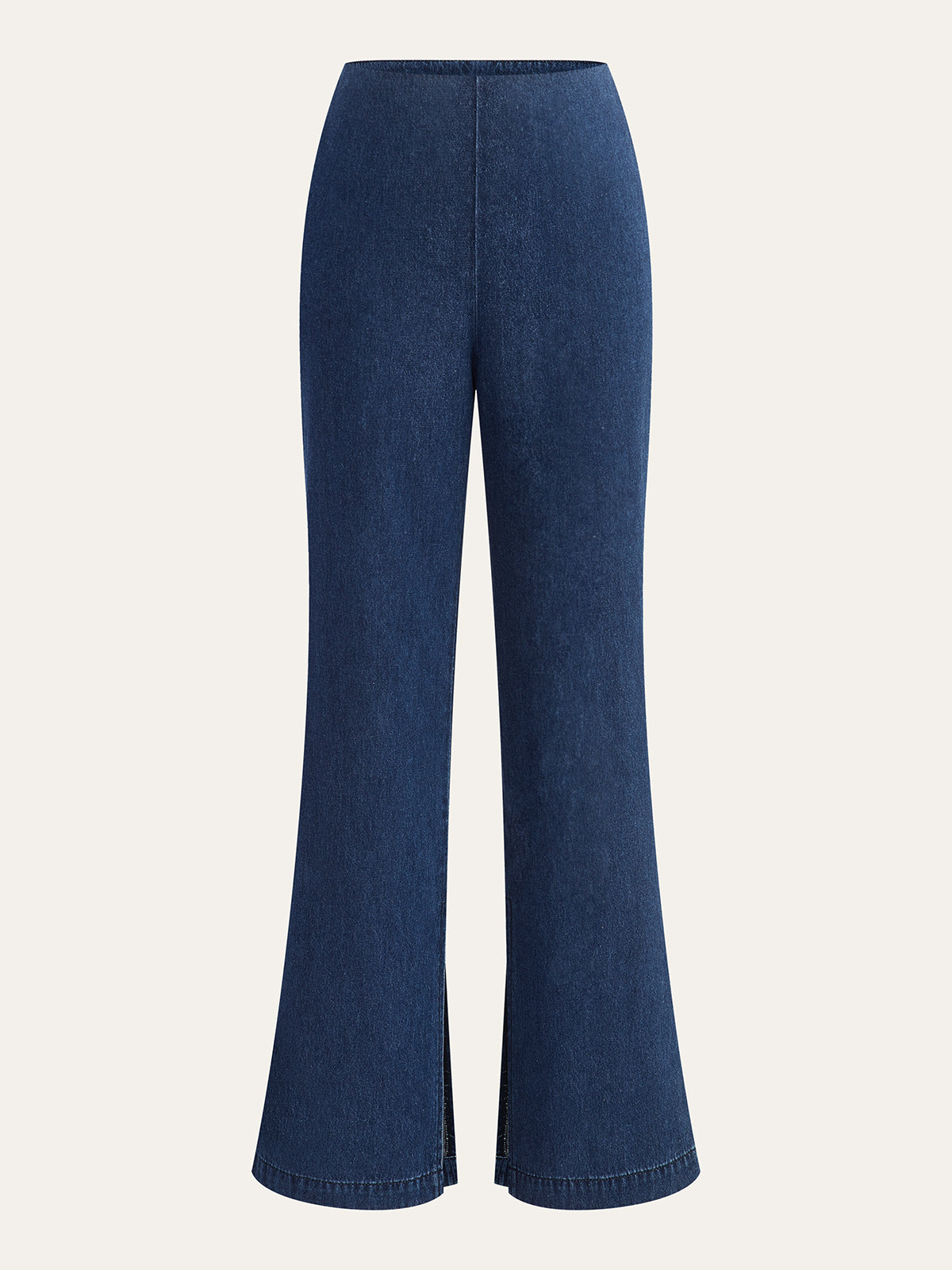 Front-Slit High-Waisted Denim Pants-Chicvia