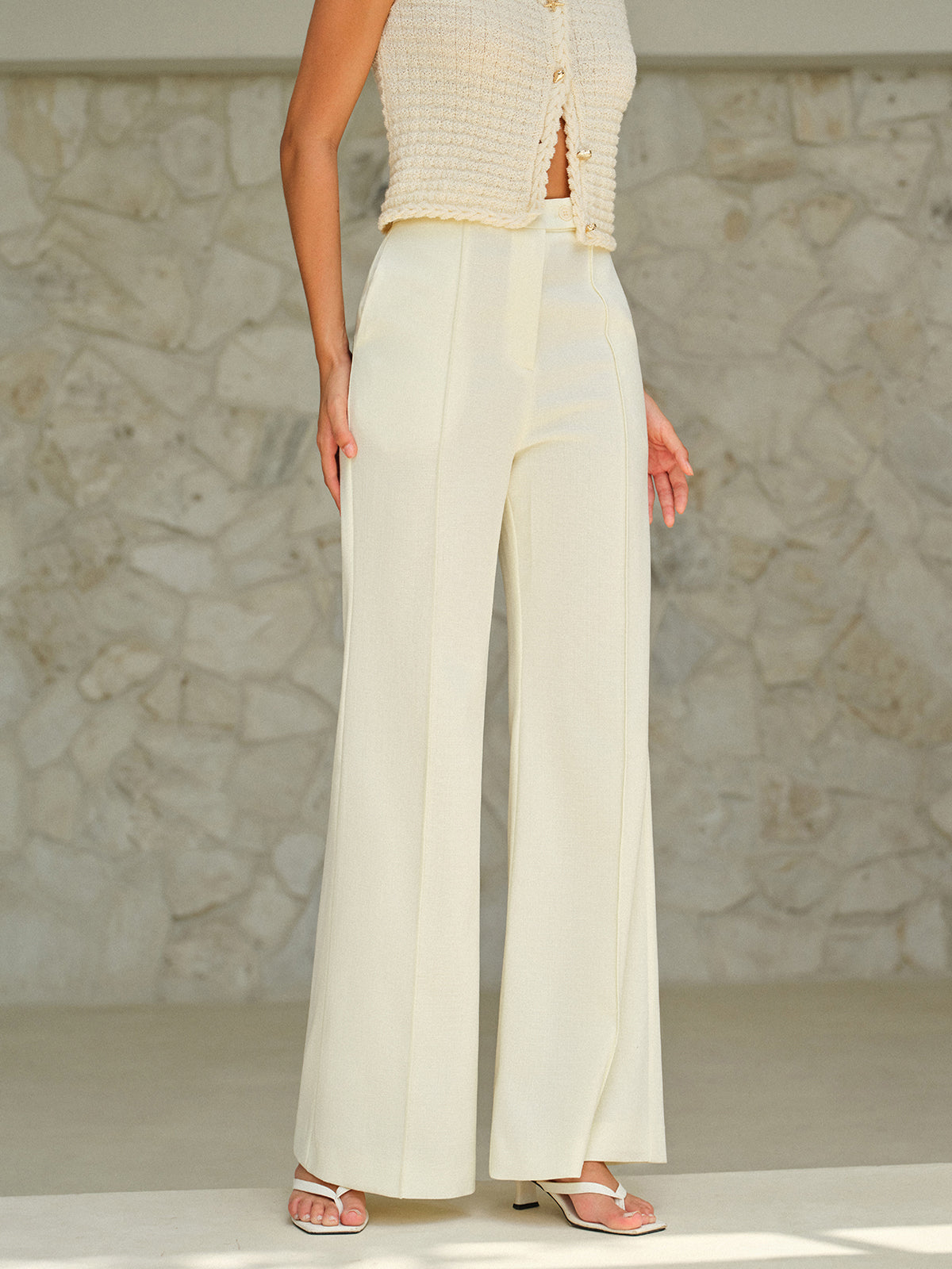 High-Waist Pocketed Pants-Chicvia