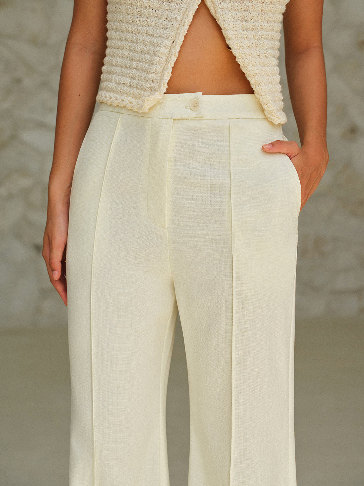 High-Waist Pocketed Pants-Chicvia