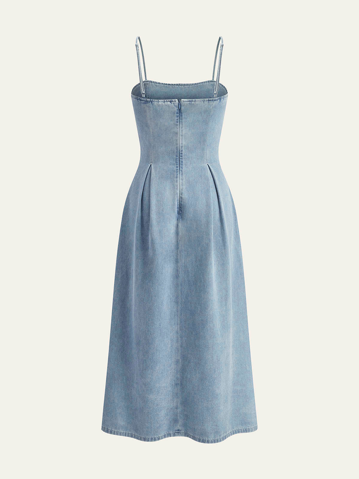 Minimalist Zipper Denim Dress-Chicvia