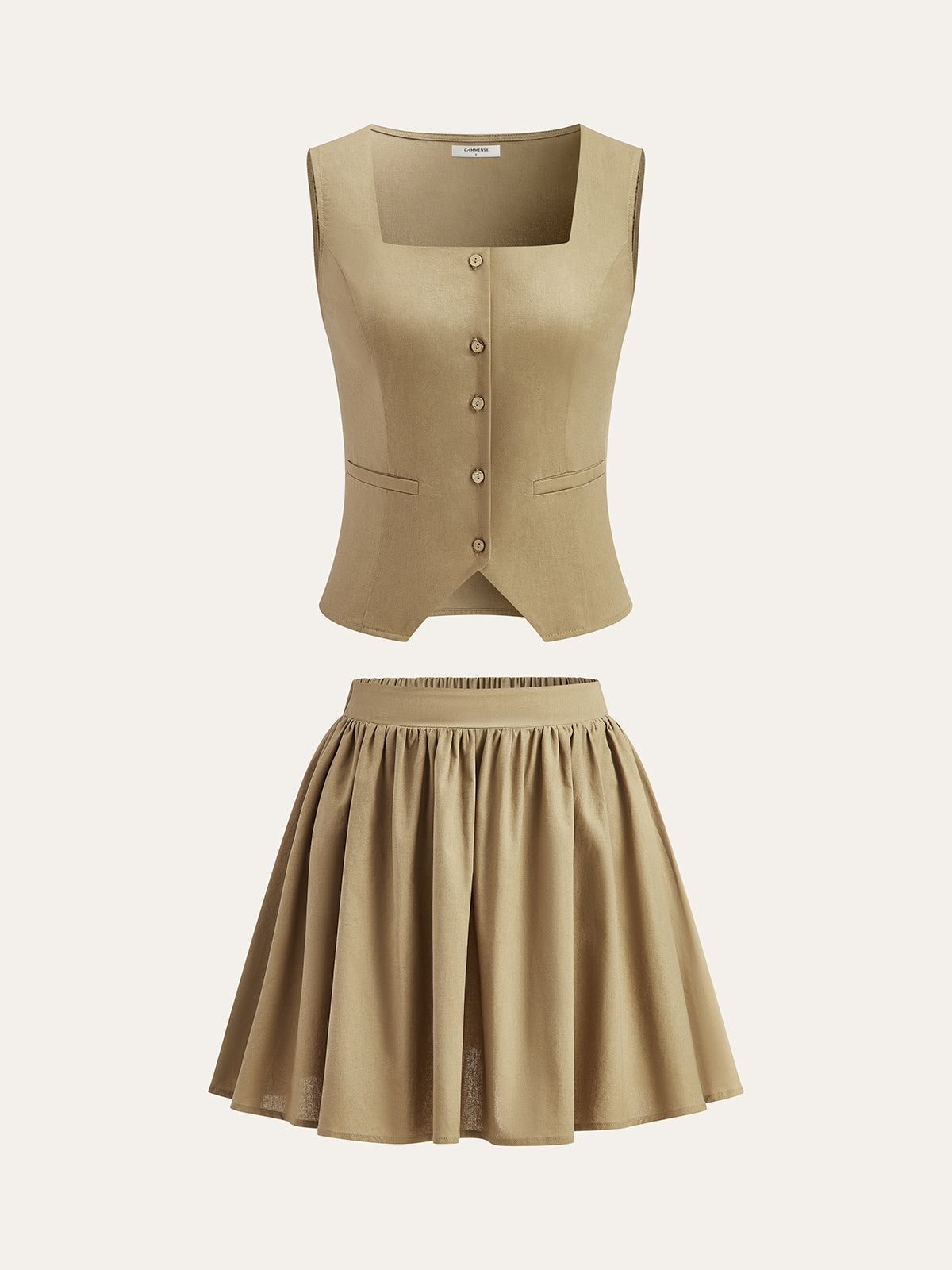 Linen & Cotton Skirt Set-Chicvia