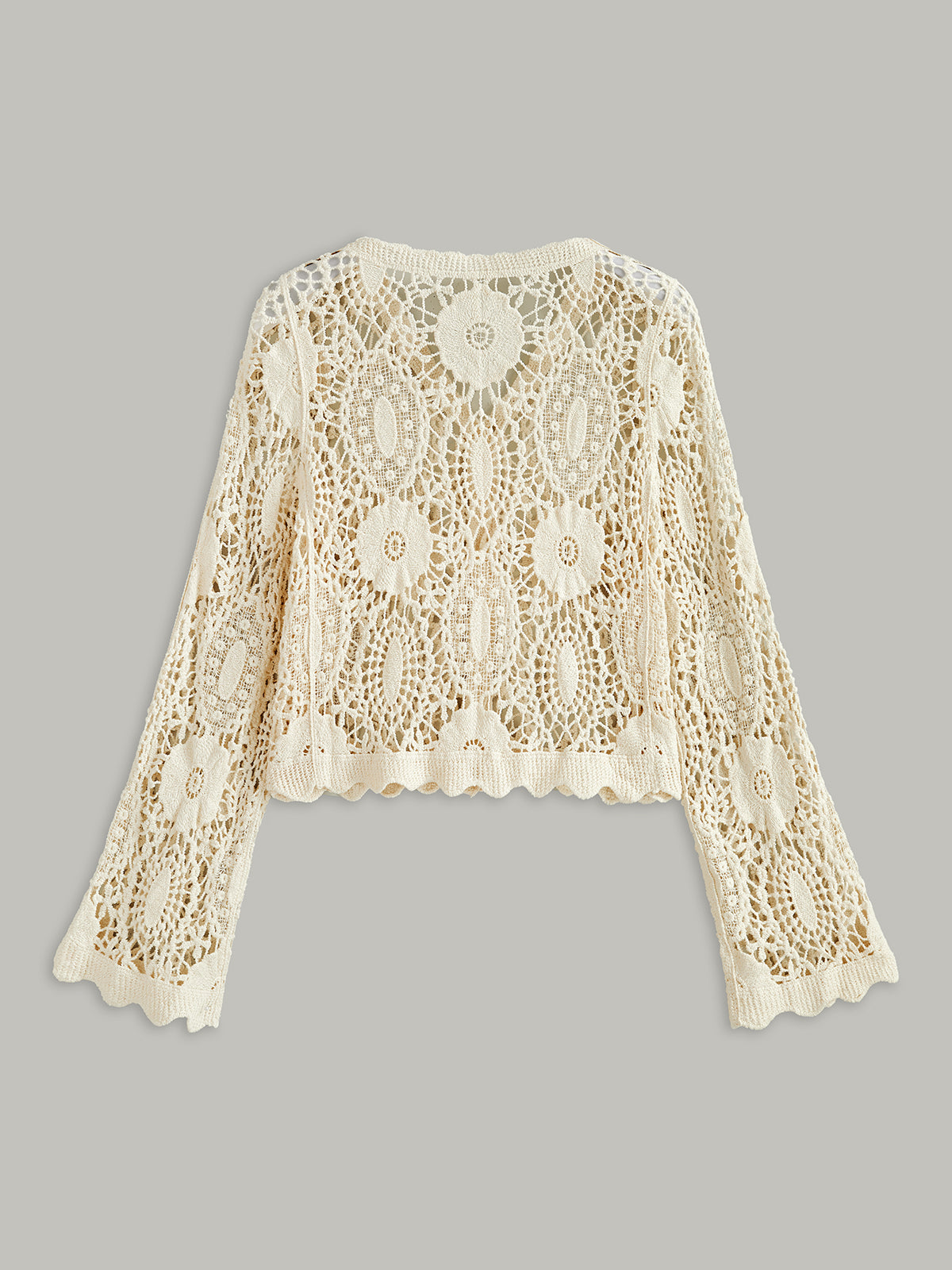 Crochet Lace Buttoned Cardigan-Chicvia