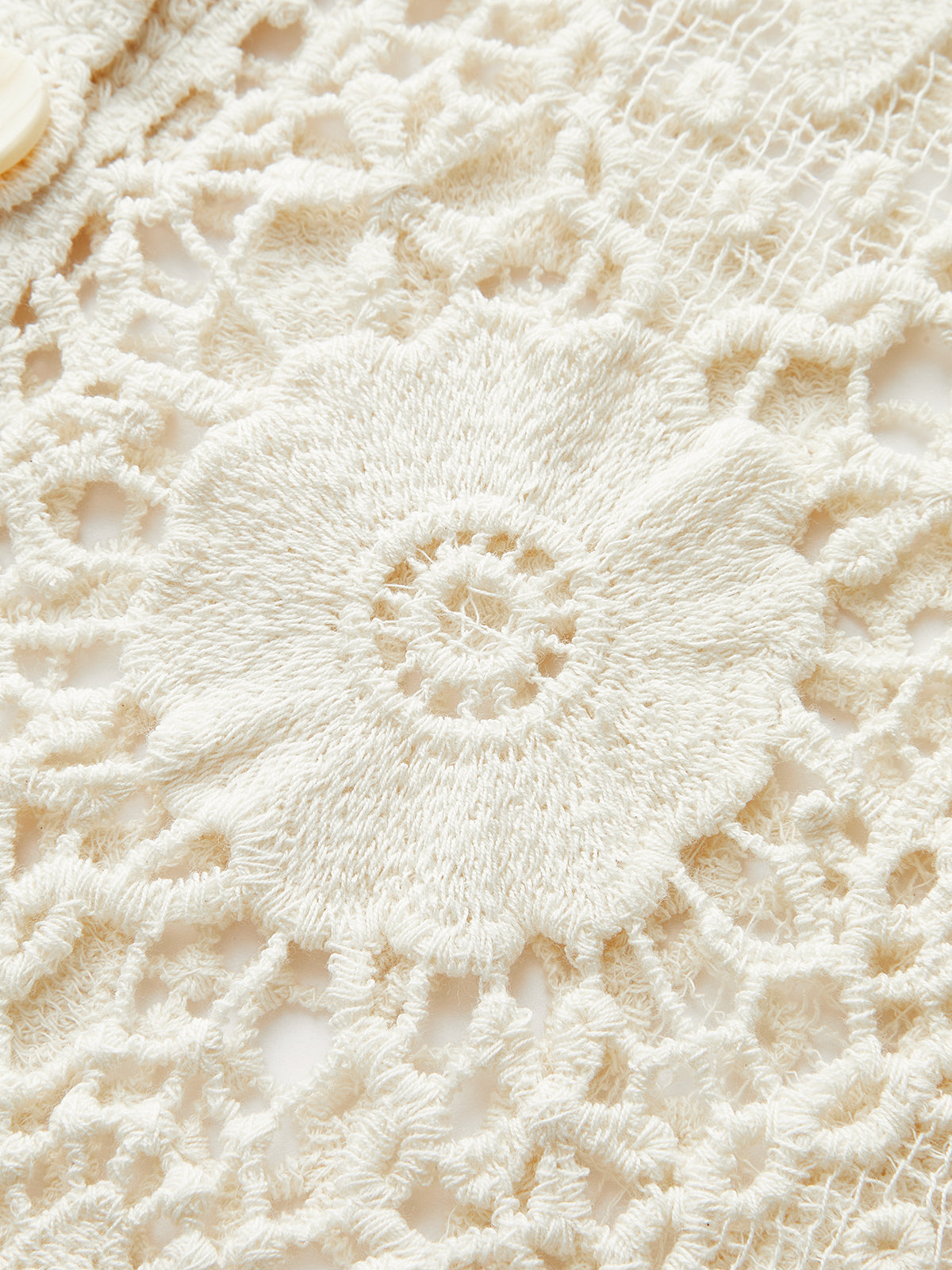 Crochet Lace Buttoned Cardigan-Chicvia