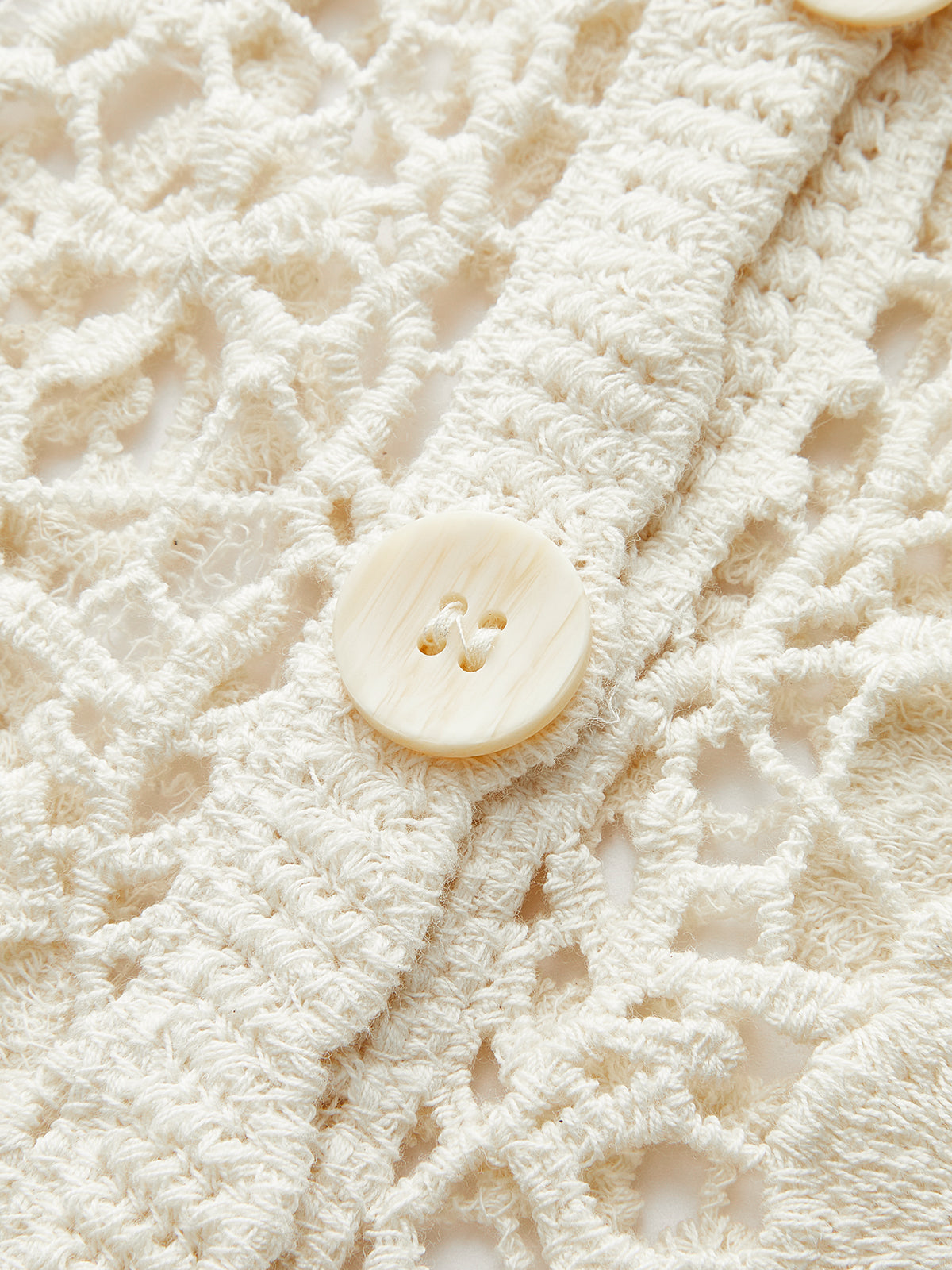 Crochet Lace Buttoned Cardigan-Chicvia