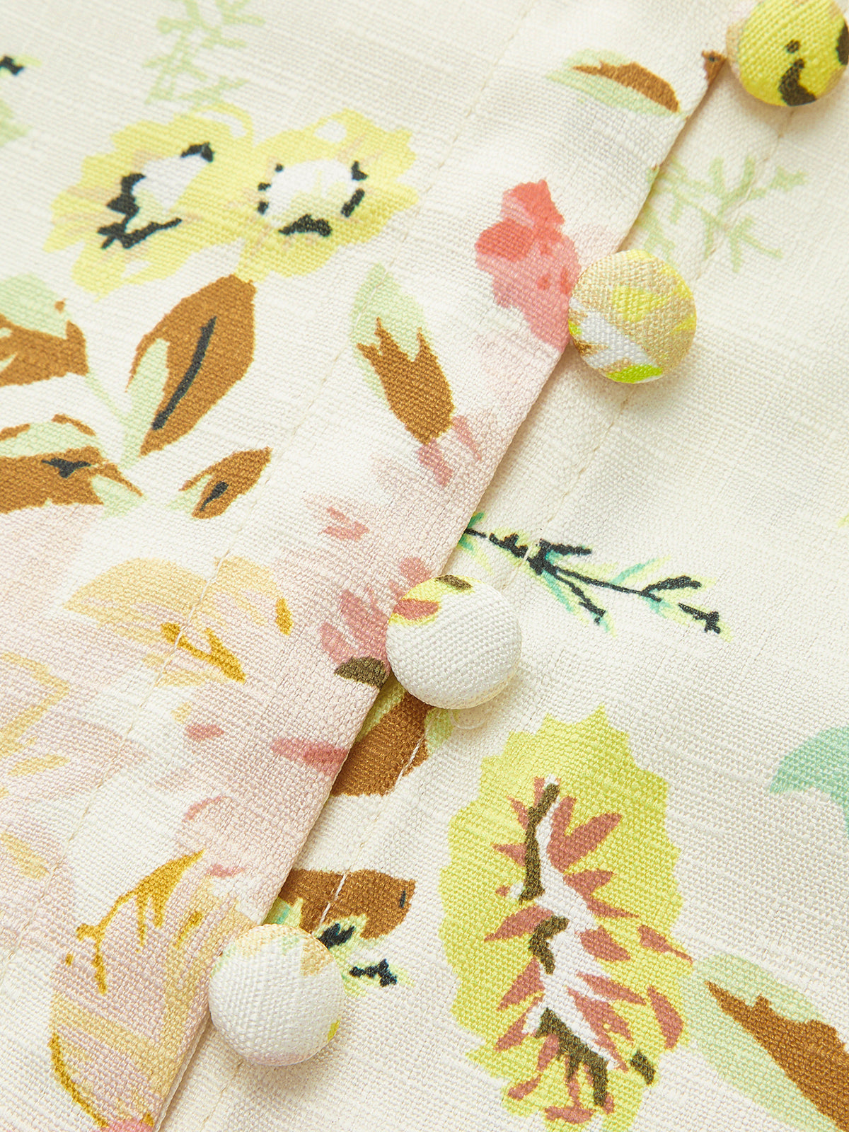 Floral Print Button Detail Dress With Belt-Chicvia