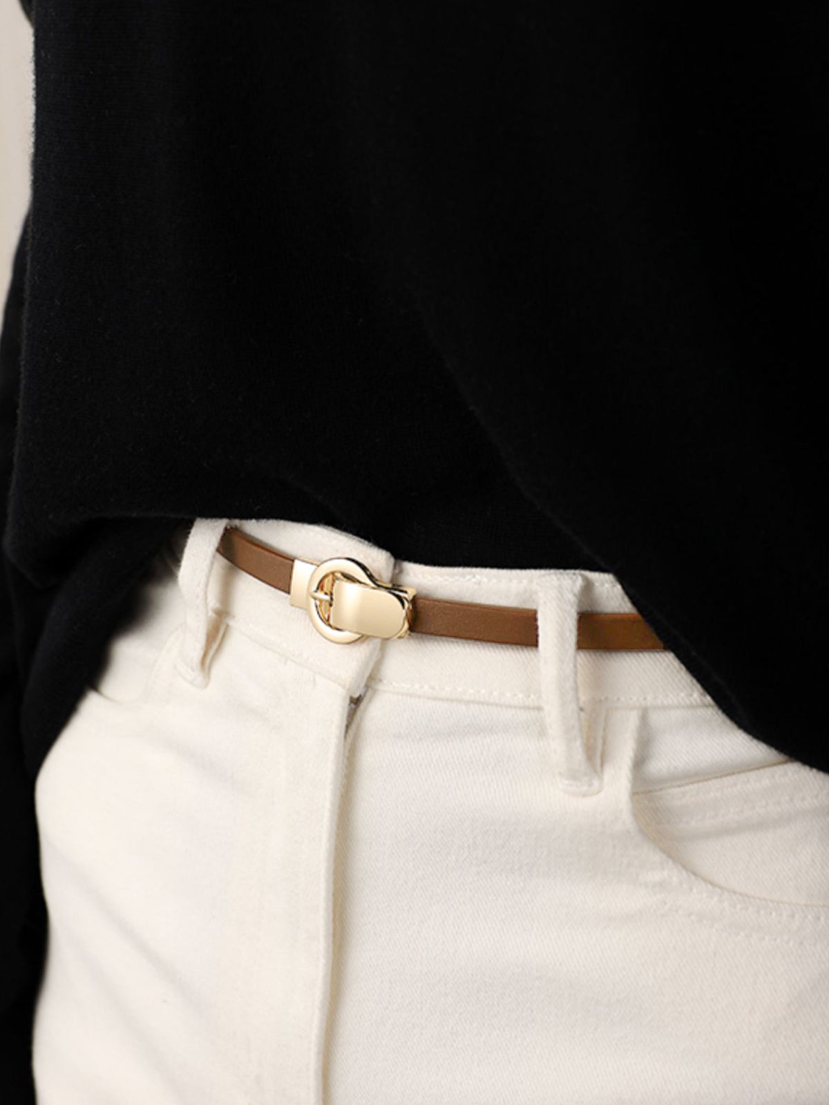 Hook Buckle Skinny Belt-Chicvia