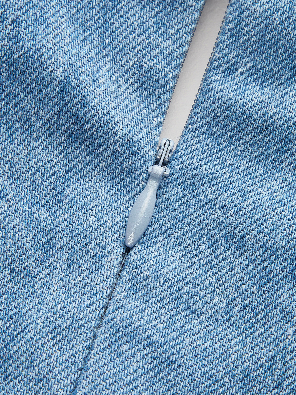 Halter Neck Buckle Detail Denim Dress-Chicvia