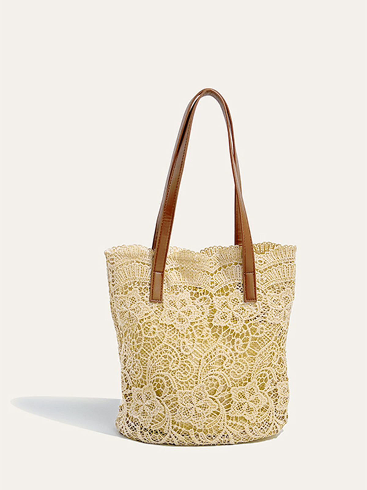 Lace Embellished Tote Bag-Chicvia