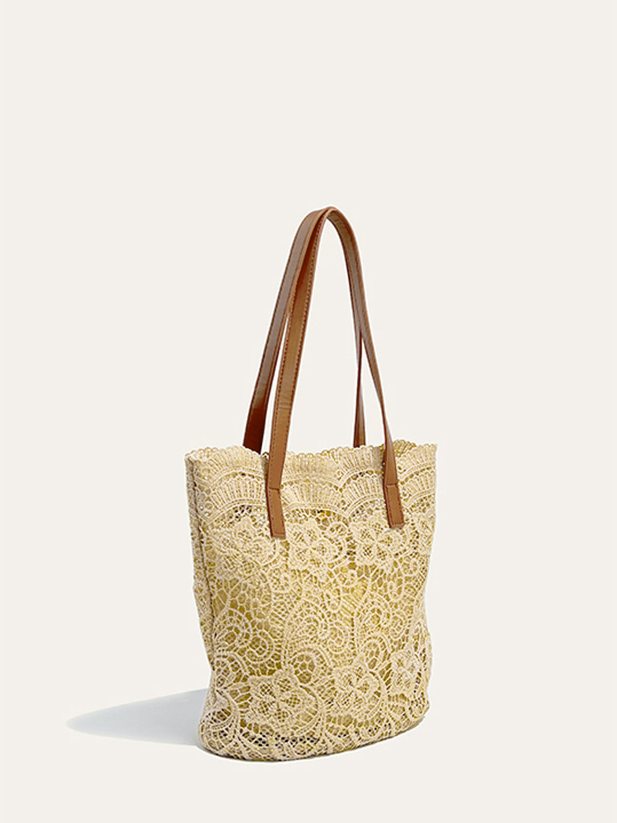 Lace Embellished Tote Bag-Chicvia