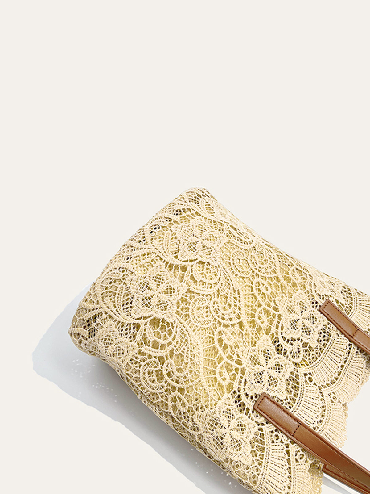 Lace Embellished Tote Bag-Chicvia