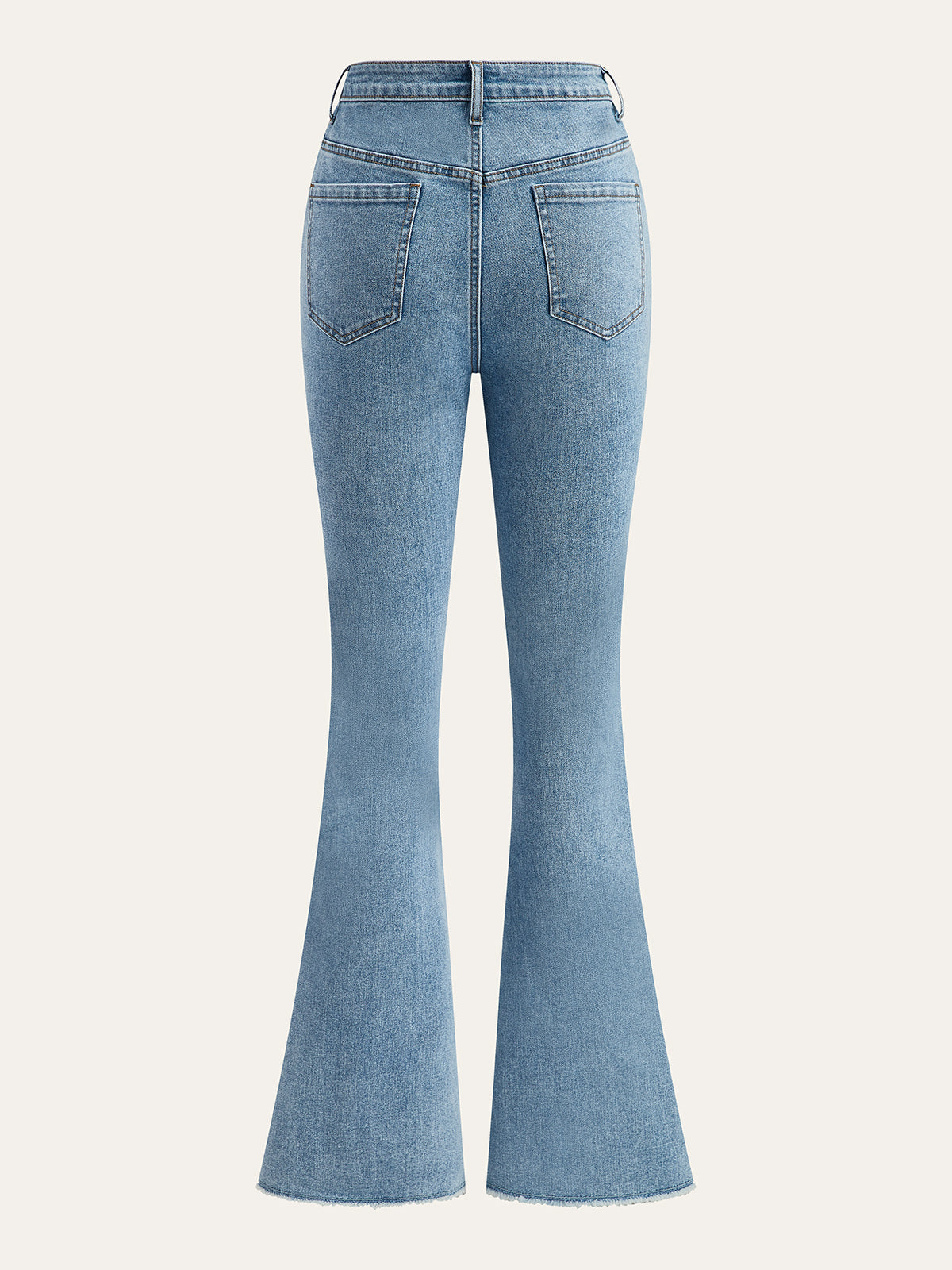 Mid-Waisted Button Flared Jeans-Chicvia