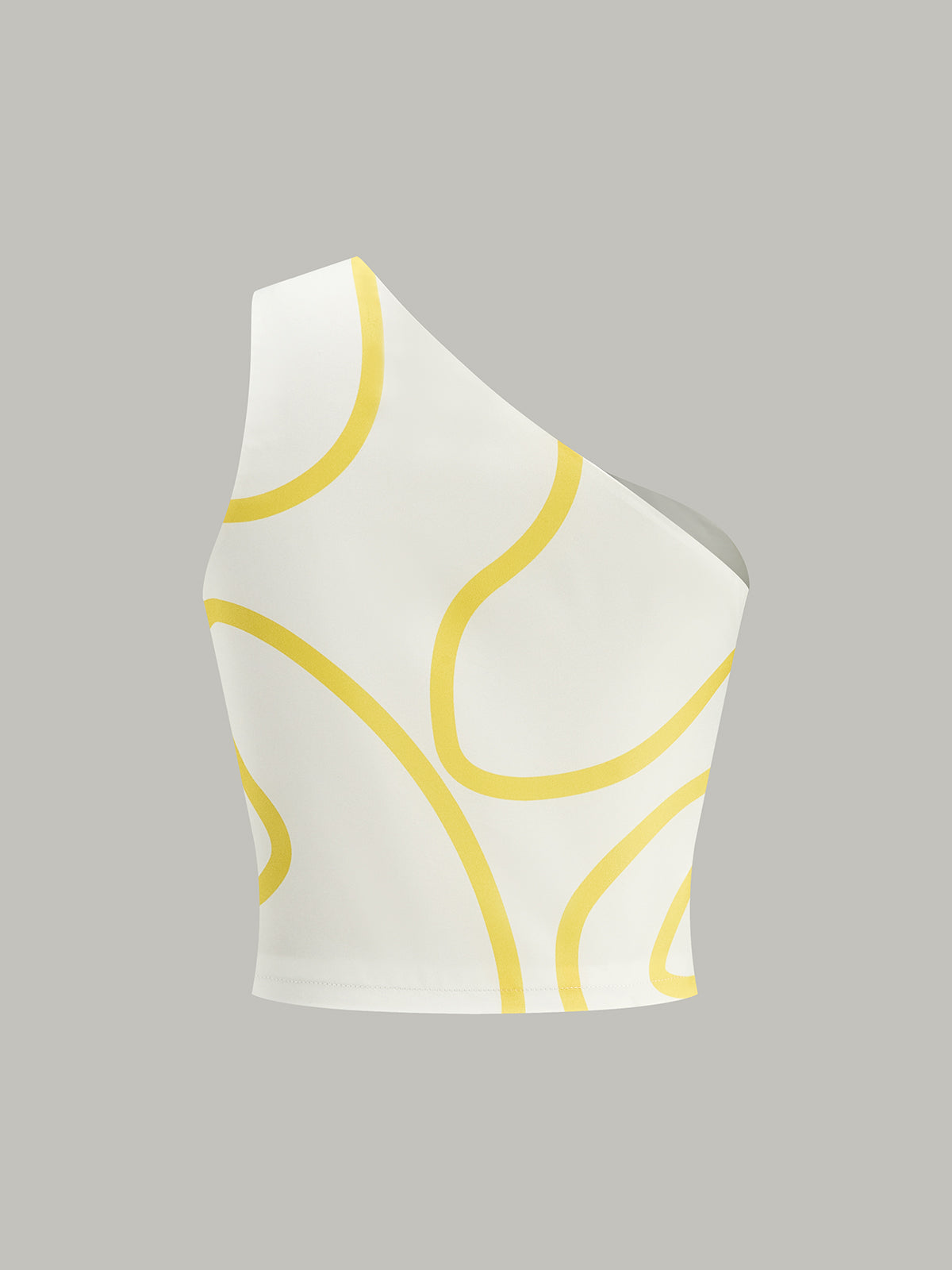 One-Shoulder Abstract Print Crop Top and Tiered Maxi Skirt Set-Chicvia