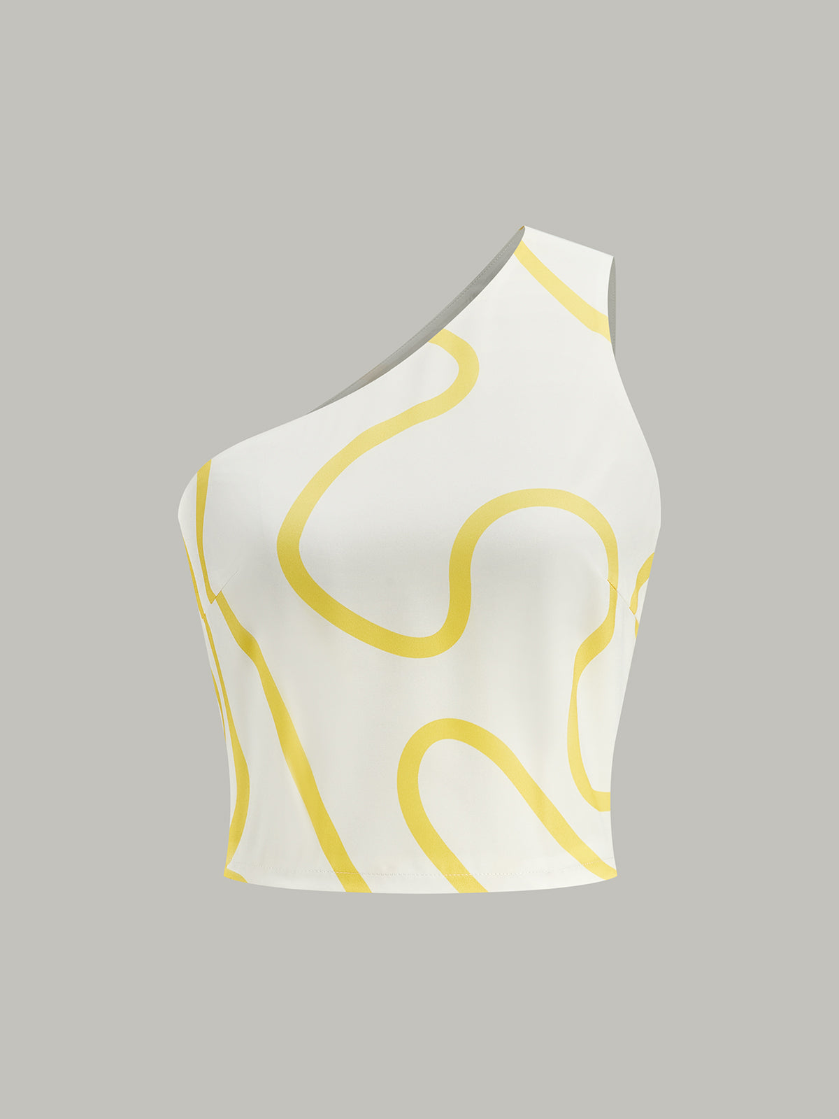 One-Shoulder Abstract Print Crop Top and Tiered Maxi Skirt Set-Chicvia