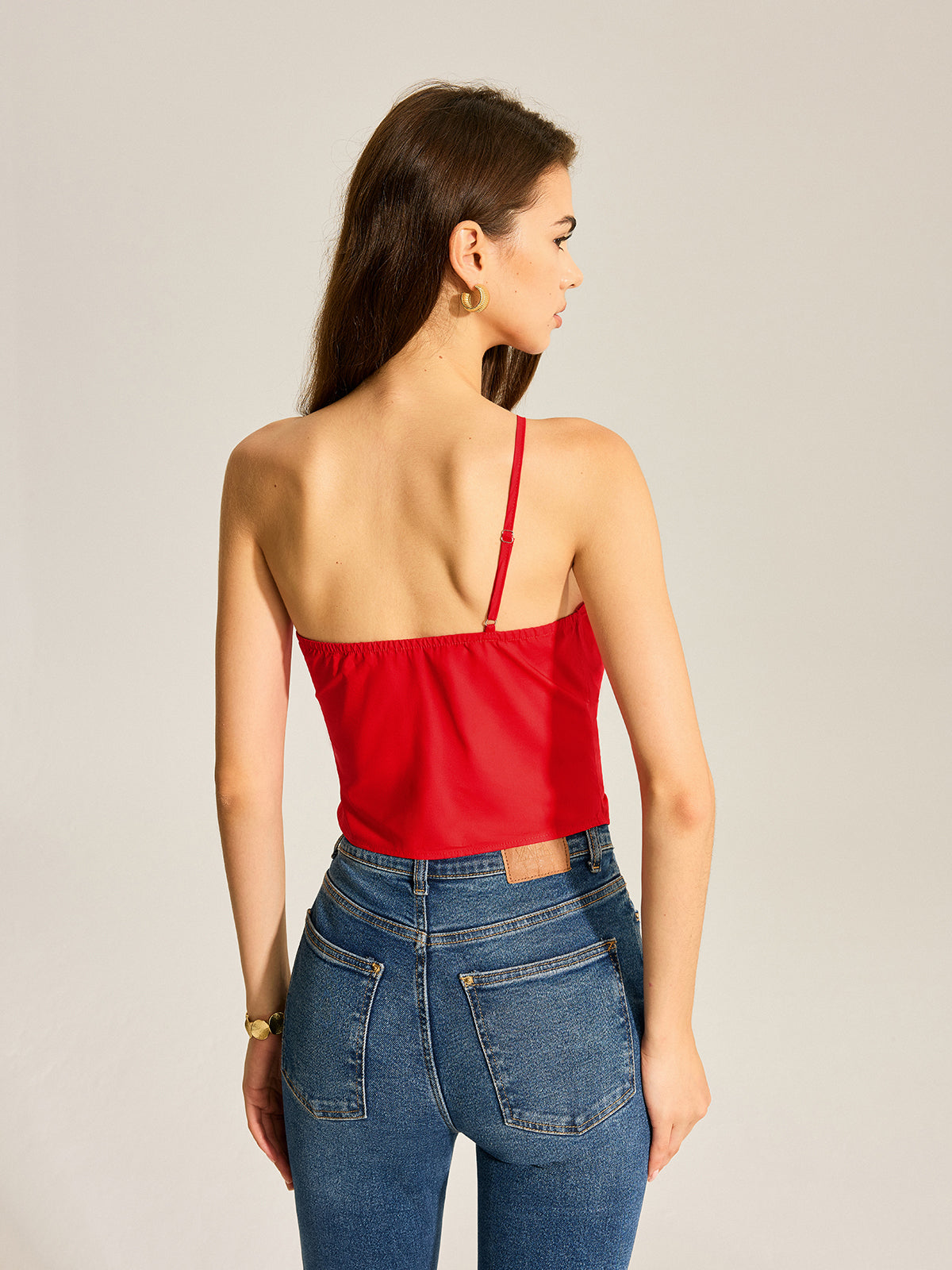 Floral One Shoulder Tank Top-Chicvia