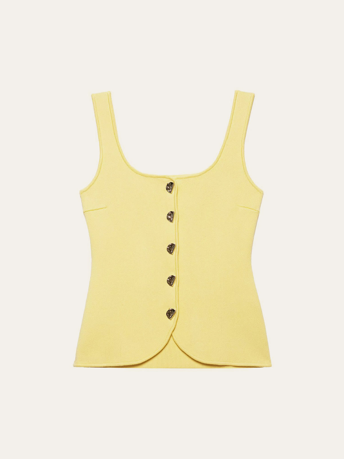 Curved Hem Ribbed Knit Vest-Chicvia