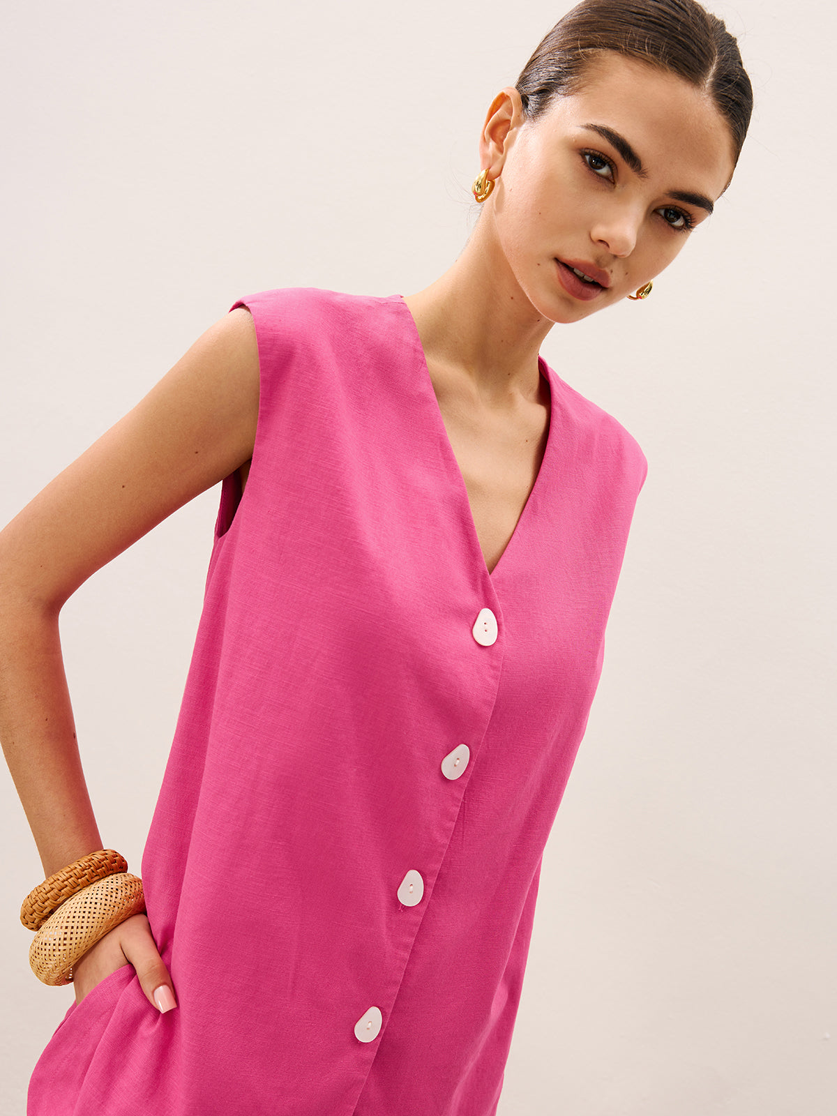 Linen & Cotton Shorts Set-Chicvia