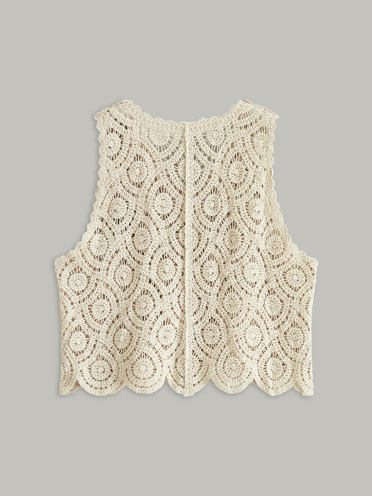 Crochet Button-Up Vest-Chicvia