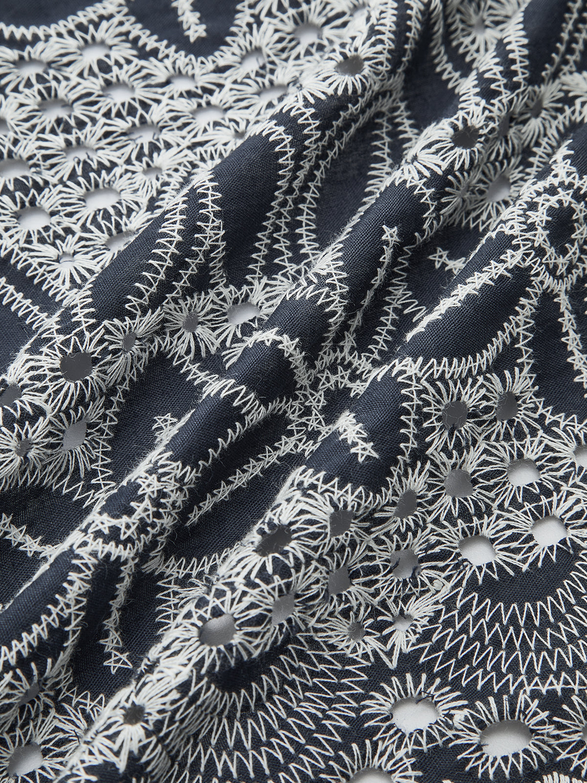 Embroidered Blouse with Tie-Front-Chicvia