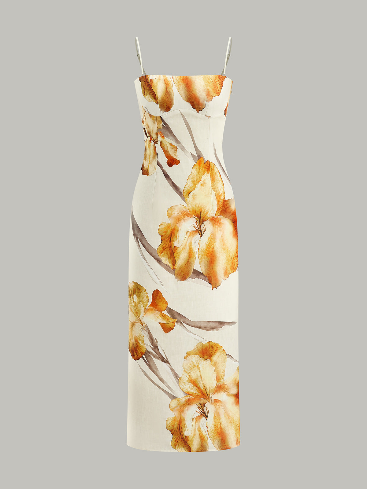 Floral-Print Midi Dress-Chicvia