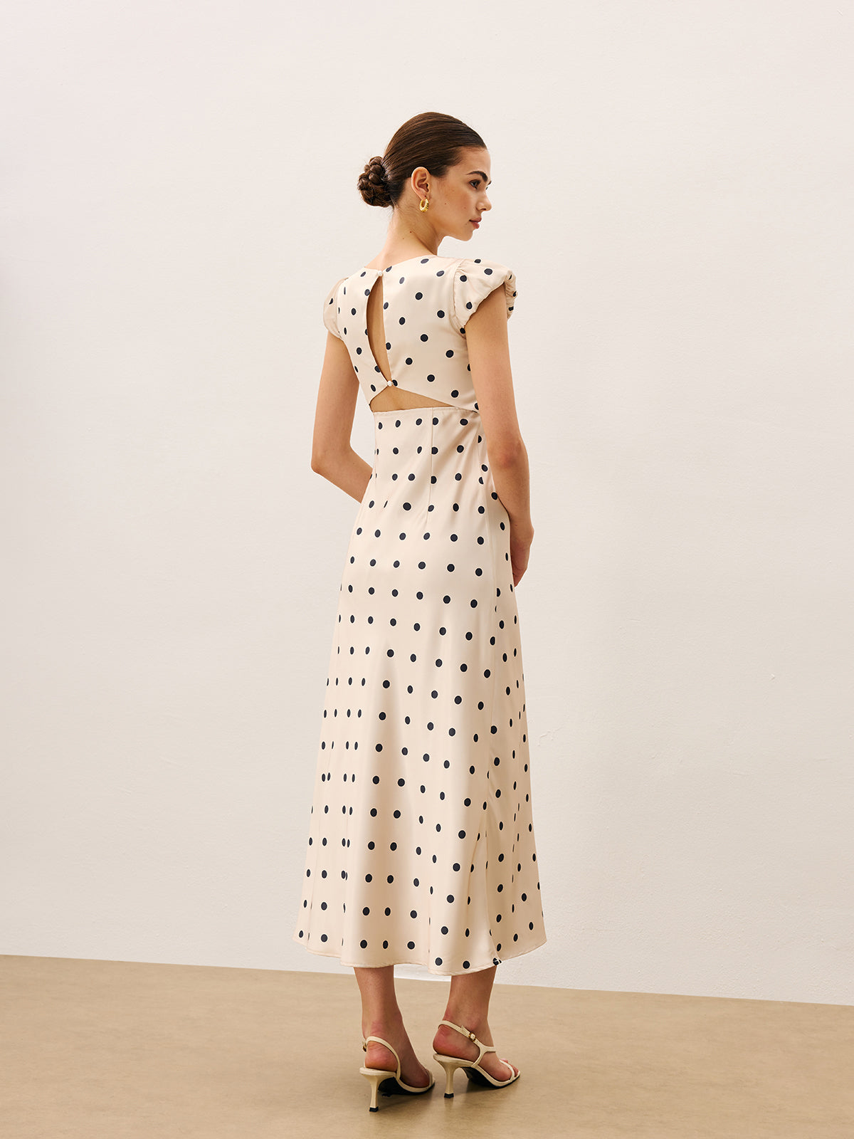 Lace Trim Polka Dot Dress-Chicvia