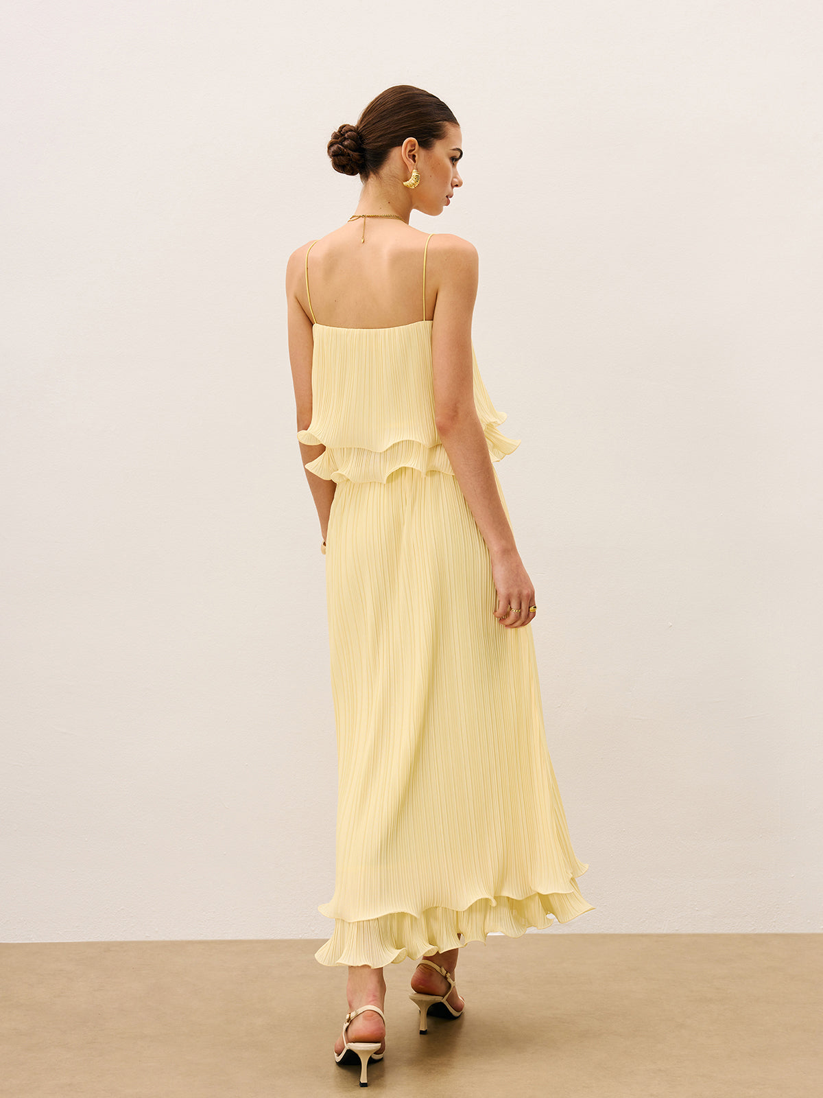 Pleated Layered Ruffle Skirt Set-Chicvia