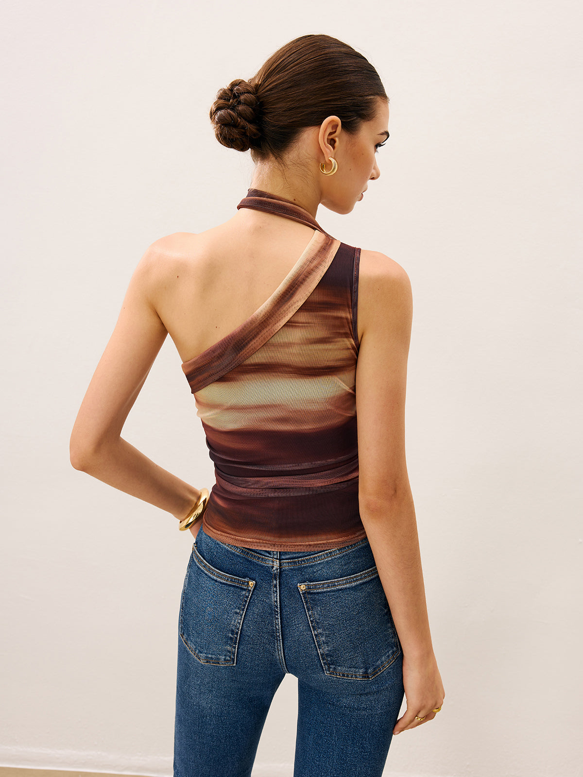 Dradient Top With Scarf-Detail-Chicvia