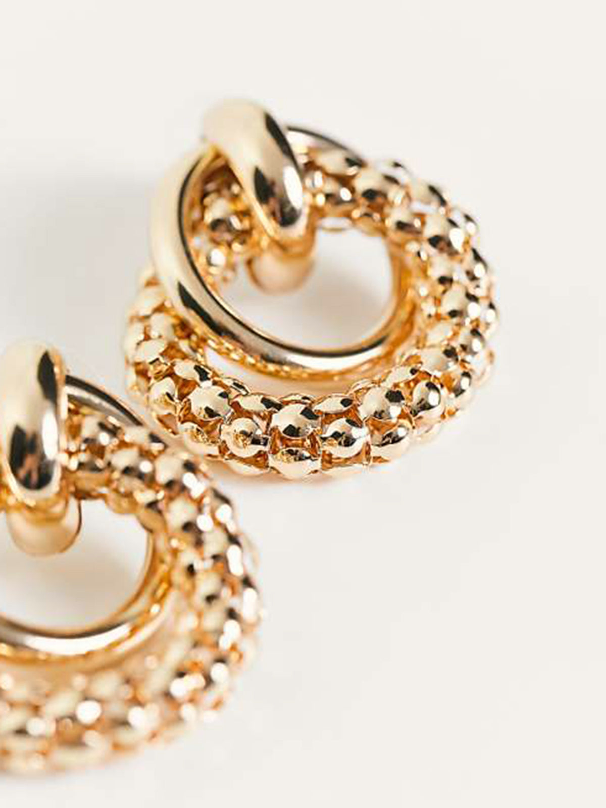 Golden Beaded Hoop Earrings-Chicvia