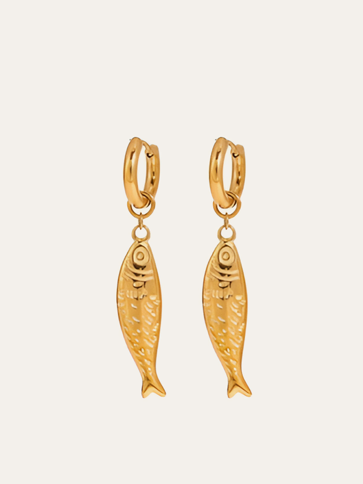 Golden Fish Charm Drop Earrings-Chicvia