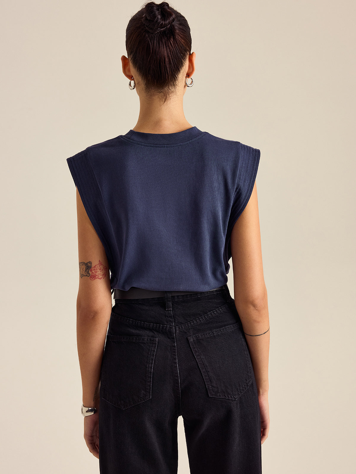 Cotton Crew Neck Sleeveless Top-Chicvia