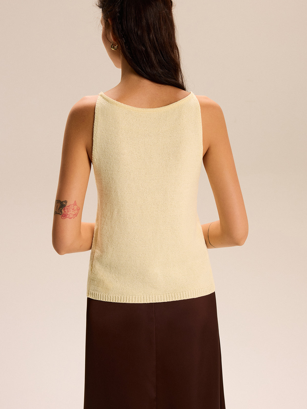 Knit Button-Front Tank Top-Chicvia