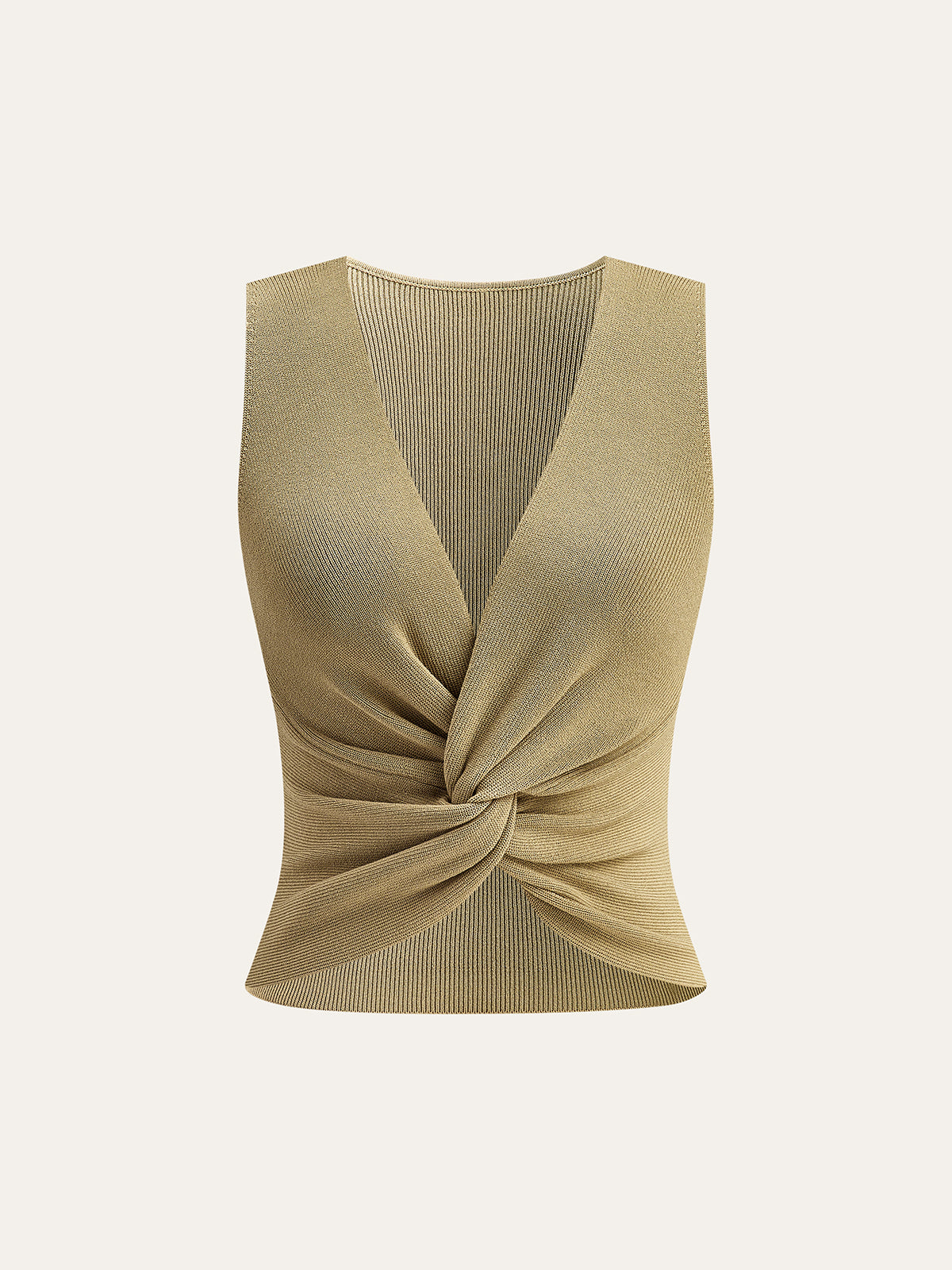 Knit Twist-Front Tank Top-Chicvia