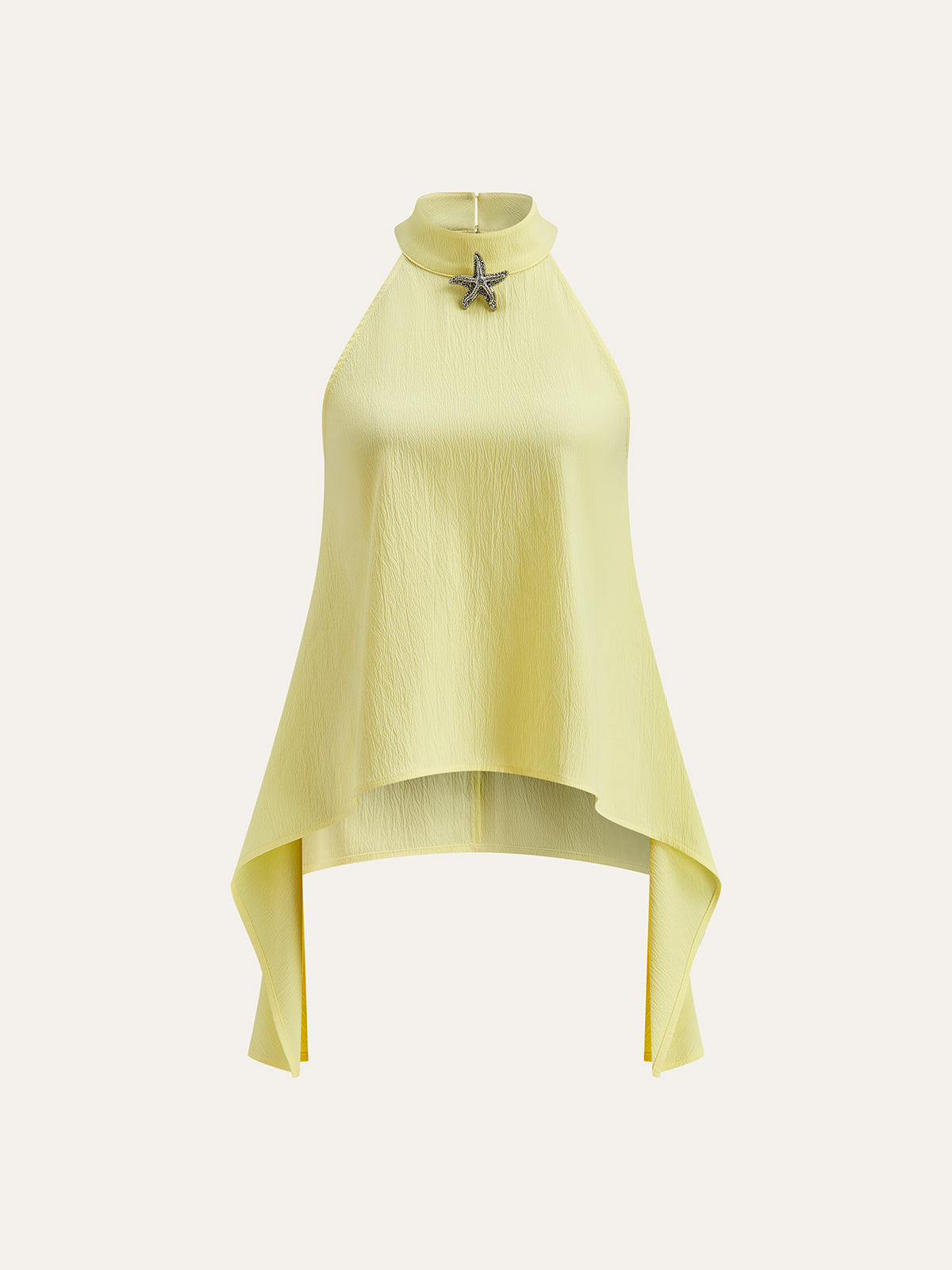 Halter Neck Asymmetric Hem Shorts Set-Chicvia