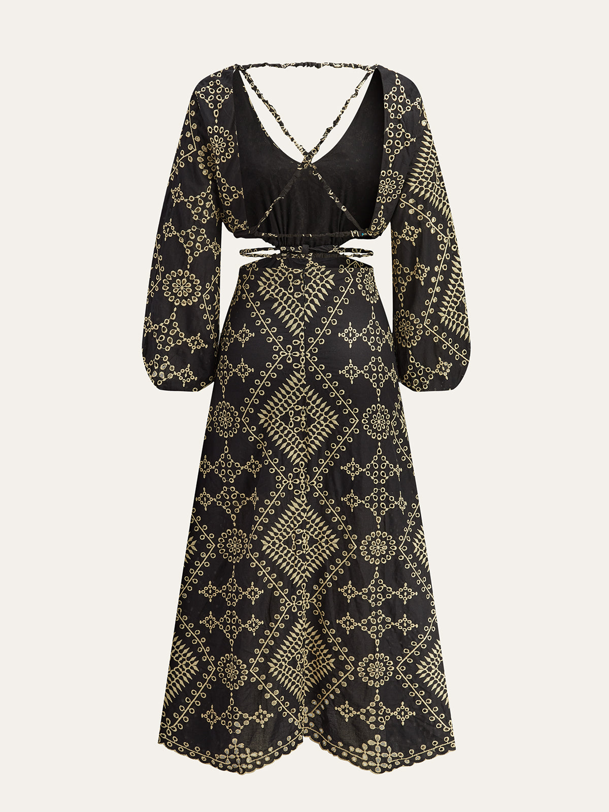 Embroidered Cut-out Maxi Dress-Chicvia