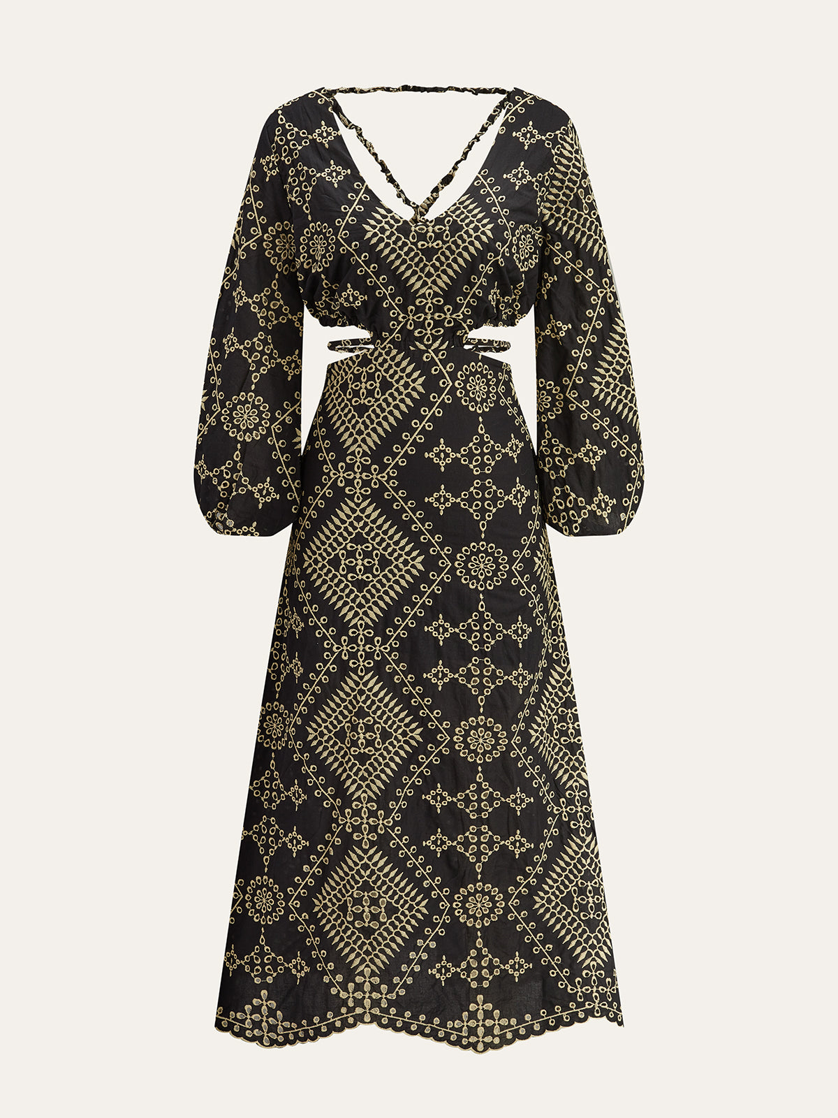 Embroidered Cut-out Maxi Dress-Chicvia