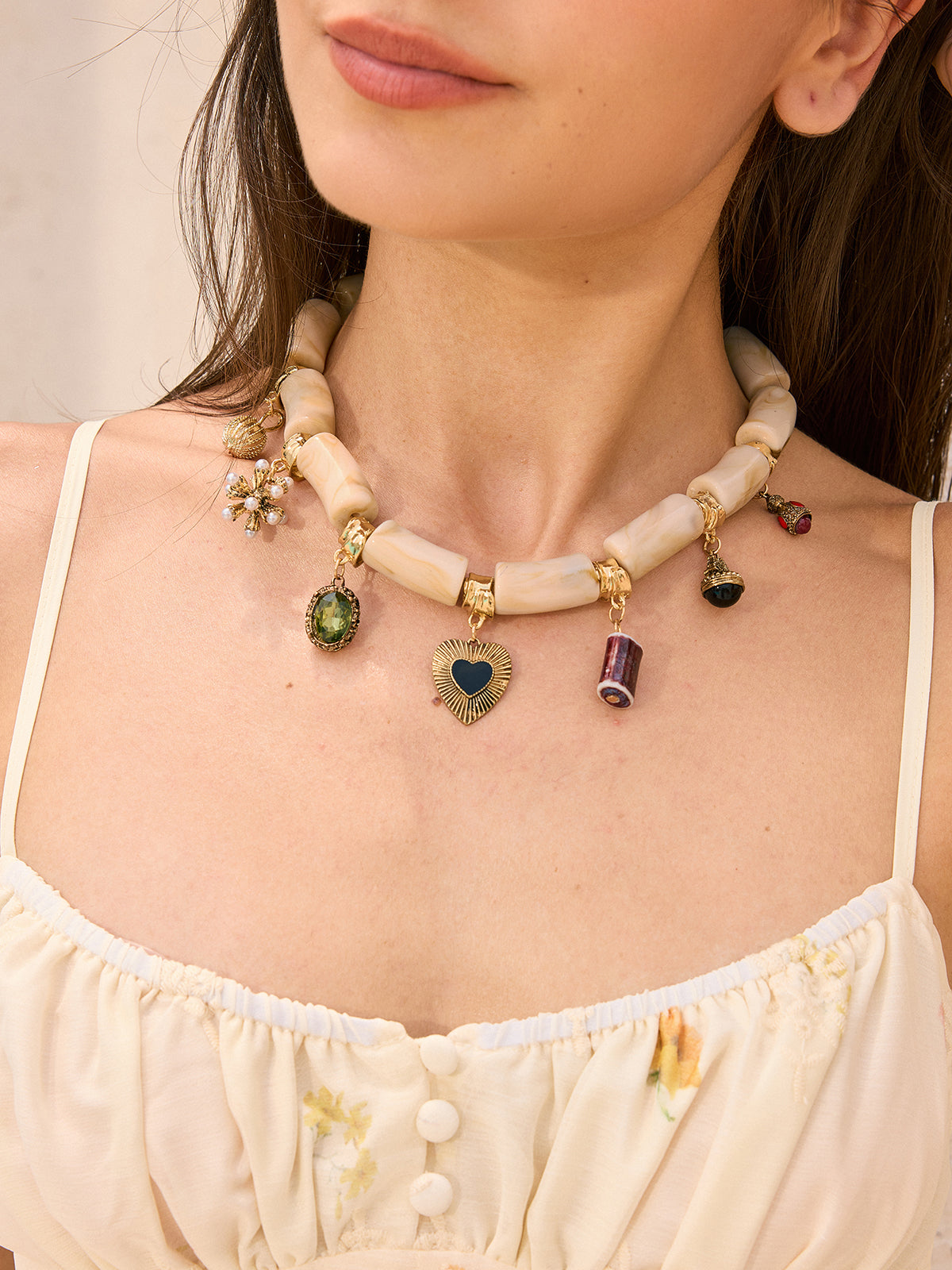 Charm Pendant Beaded Necklace-Chicvia