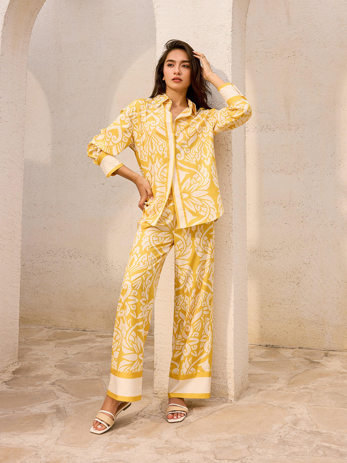 Oversized Patterned Shirt-Chicvia