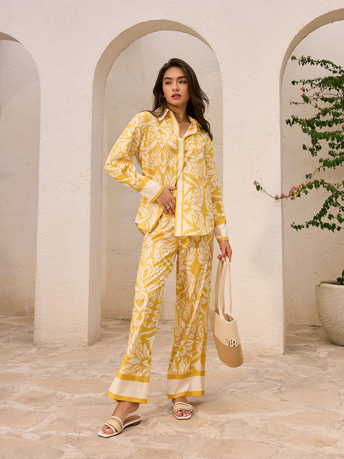 Oversized Patterned Shirt-Chicvia