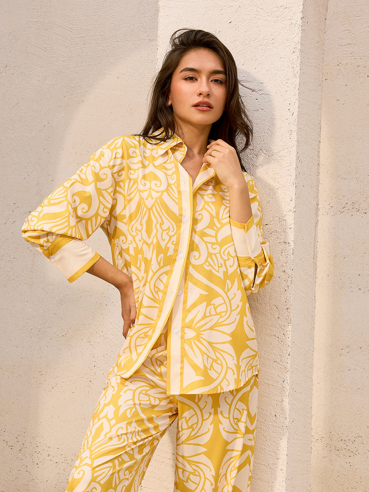 Oversized Patterned Shirt-Chicvia
