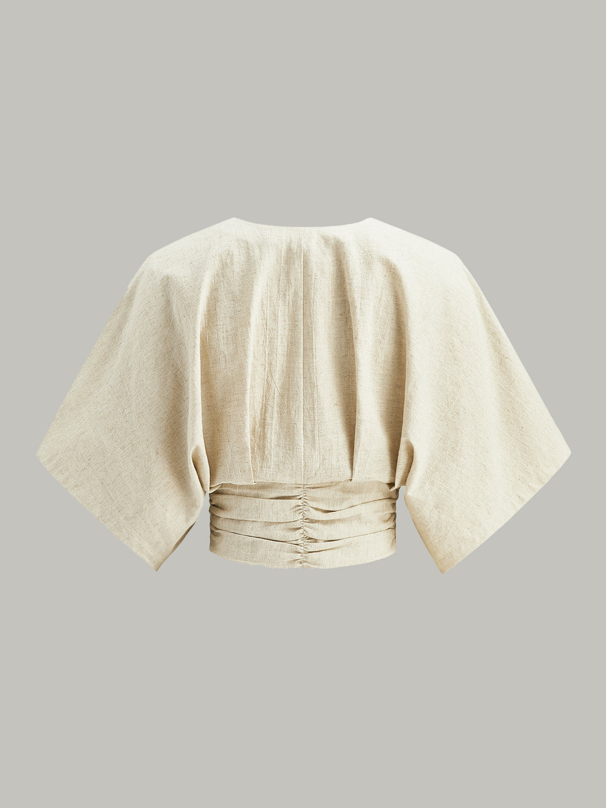 Cotton & Linen Kimono Sleeve Button Top-Chicvia