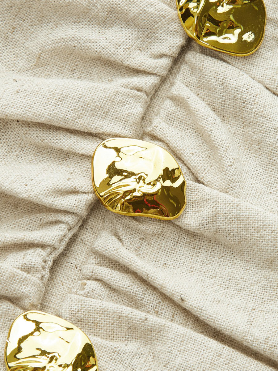 Cotton & Linen Kimono Sleeve Button Top-Chicvia