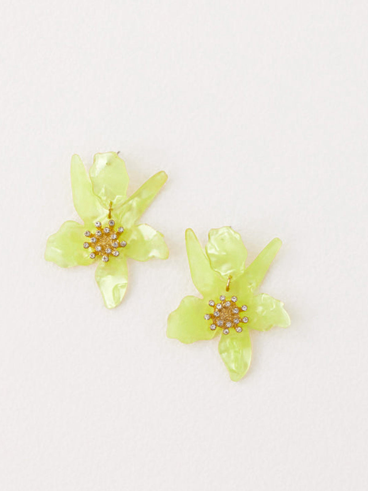 Flower-Shaped Earrings With Rhinestone Detail-Chicvia