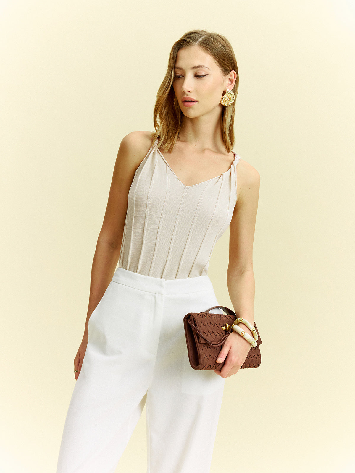 Knotted Strap Tank Top-Chicvia