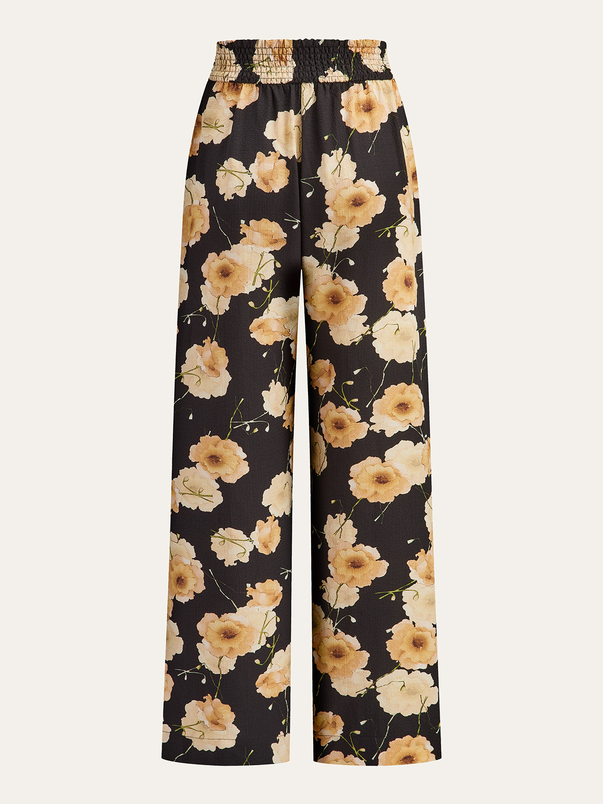 Floral Print Wide-Leg Pants-Chicvia