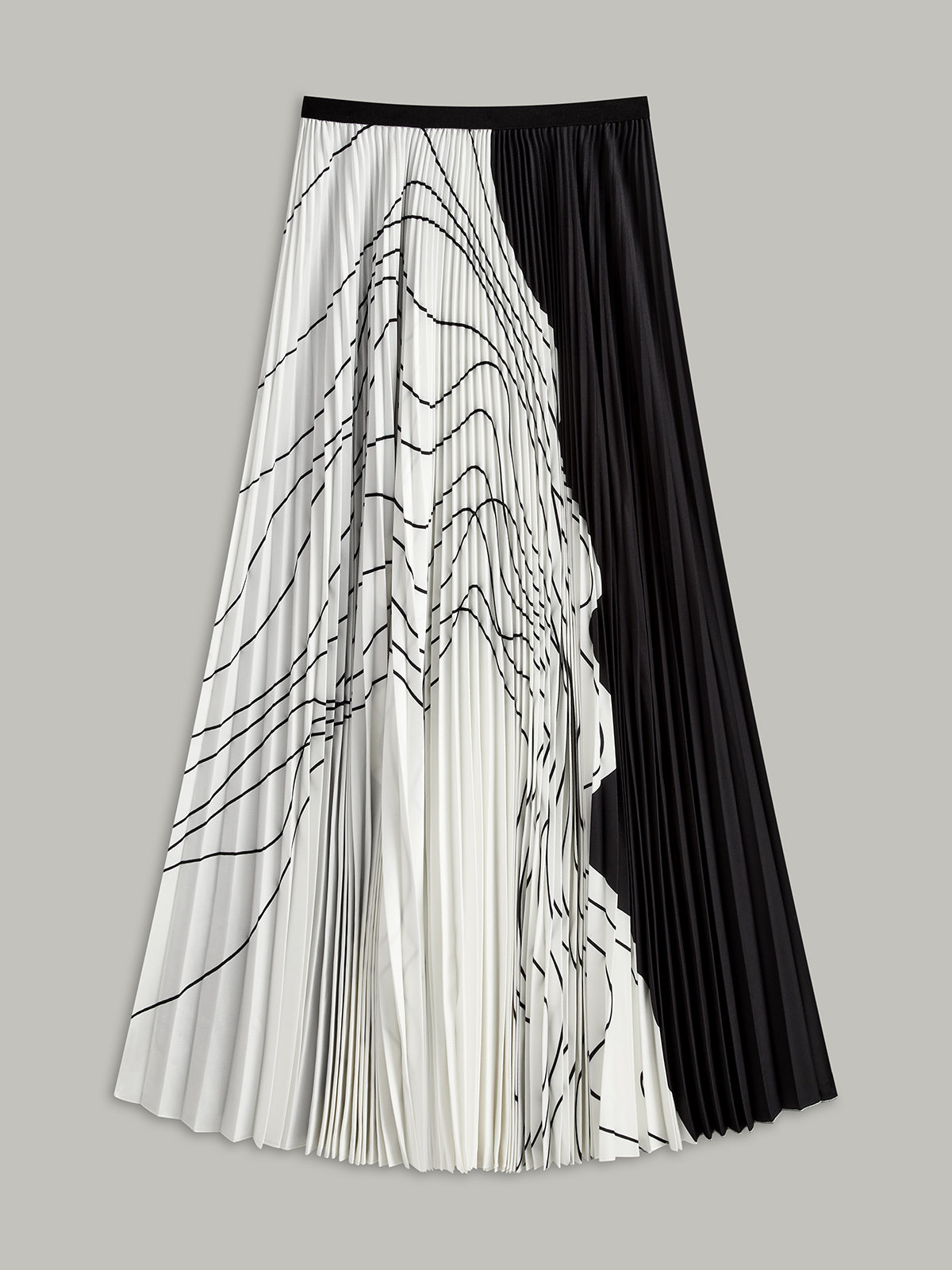 Pleated Abstract Print Skirt-Chicvia