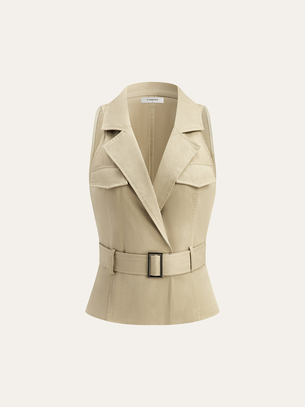 Belted Sleeveless Vest-Chicvia